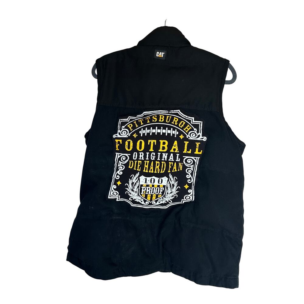 Pittsburg Steelers Black Puffer Vest LARGE Football Unique Tailgate Canvas